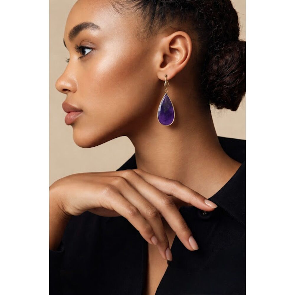 Amethyst Teardrop Earrings NWT 2.5"